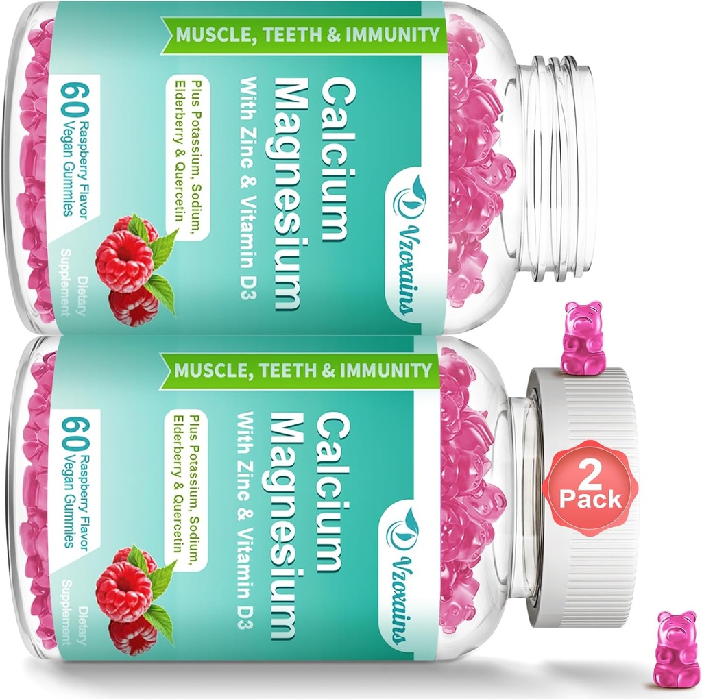 高吸收性钙 镁锌钙与甘化镁,钾,男女维生素D3 – Raspberry Flavored 120 Cts