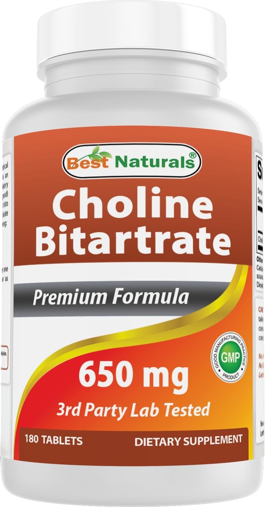 健康认知大脑功能最佳自然胆碱类Bitartate 650 mg(非GMO)