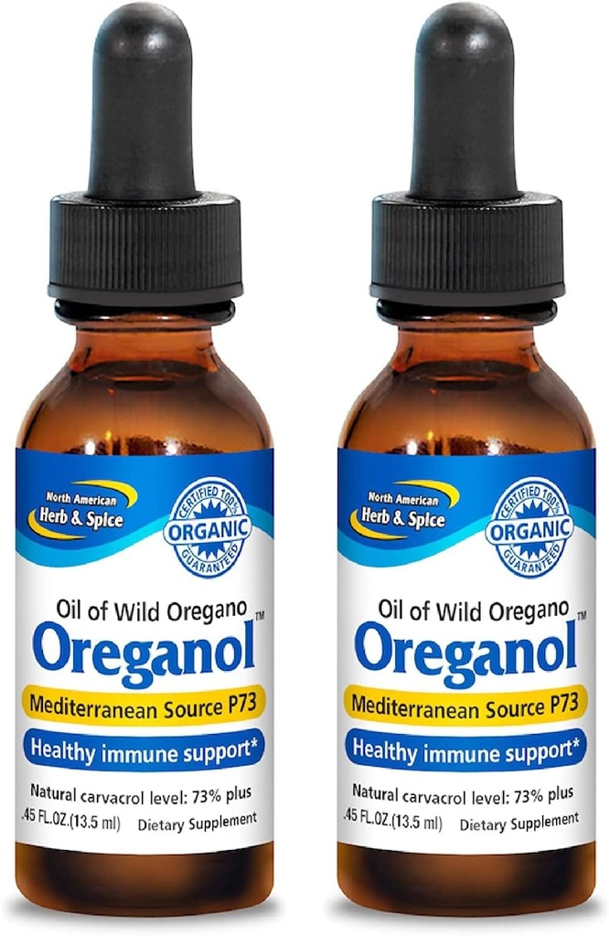 北美洲HERB & SPICE OREGANOL - 0.45 fl oz, 包2 - 未加工,野生,有机OREGNO 石油 - 地中海来源 P73 - 非GMO - 388 总服务量