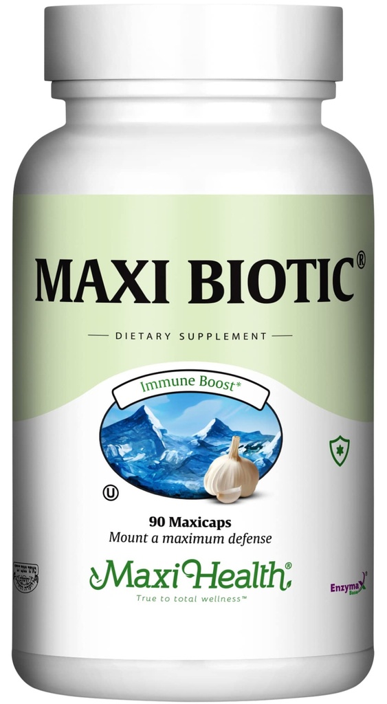 Maxi Health - Maxi Biotic Agetic Garlic Capsules (90 Counter) QQ Kyolic Garlic 配有spirulina, Echinacea, Oregano和酶- 天然抗氧化剂- 健康支持