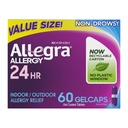Allegra 成人24Hour过敏性缓解Gelcaps、非疲劳室内和室外过敏性医学、180毫克Fexofenadine HCI 抗希斯胺药,60-Count