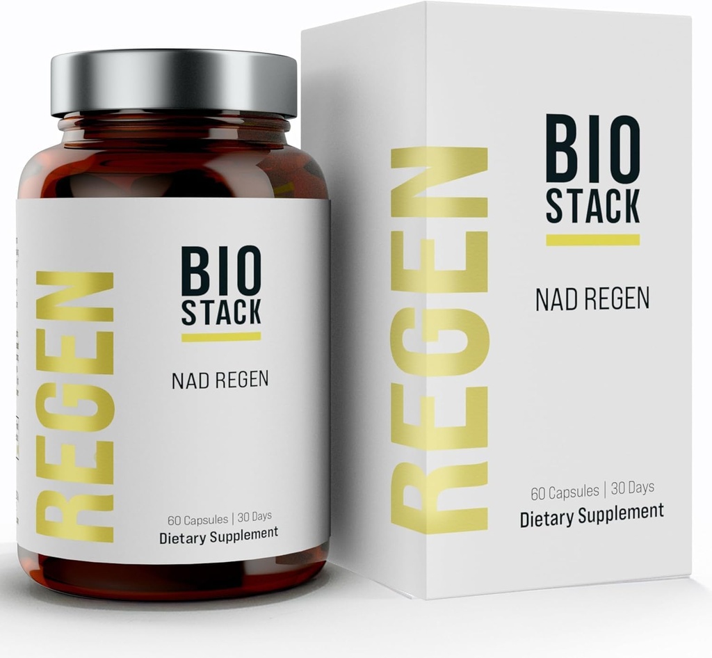 BIOSTACK NAD Regen - 高级NAD+ 配有NAD3,Yüth Spermidine,Resveratrol,Niacinamide → NMNH 替代 → 抗衰老,长寿和细胞健康,维生素B3 复合体(180 Capsules)