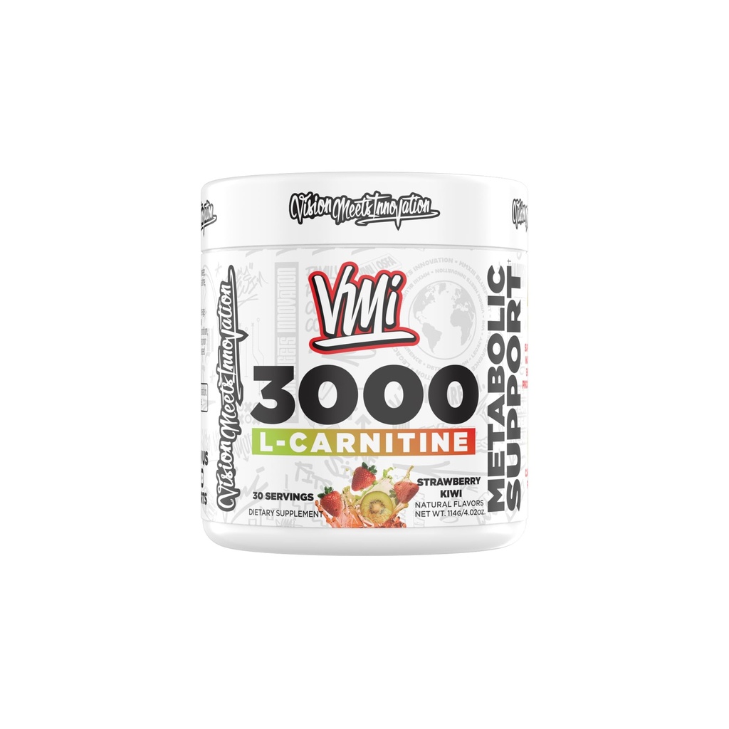 VMI Sports L-Carnitine 3000 Powder → 3000 mg L-Carnitine → Metabolic 支持最大吸收公式 → Great Taste for Men and Women → 30 services (30 services,草莓 Kiwi).