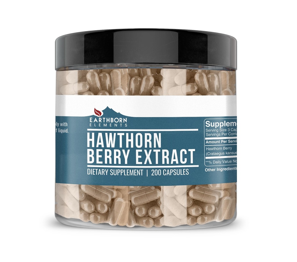 土生土长元素 Hawthorn Berry 提取 200 Capsules, pure & 未稀释, 无添加剂