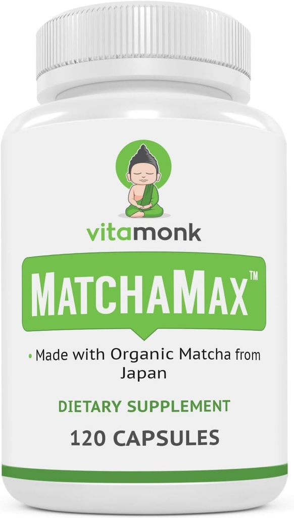 MATCHAMAXTM 有机日本Matcha Capsules - 纯有机Matcha 绿色茶叶药丸,用于光滑的 Zen类能量和天然的Mood Boost - Vegan Matcha 添加抗氧化剂的辅料 - 120厘米