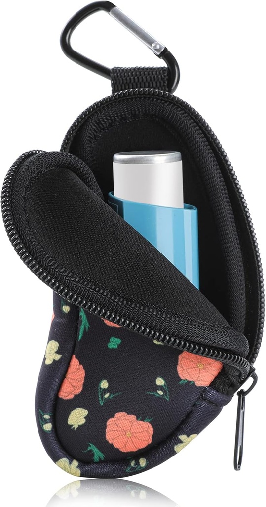Asthma Inhaler Holder 保护便携式袋 携带者 Neoprene 旅行 Ihaller Mini Bag 用于 L形 Inhaler, Inhaler 不包含(Flower)