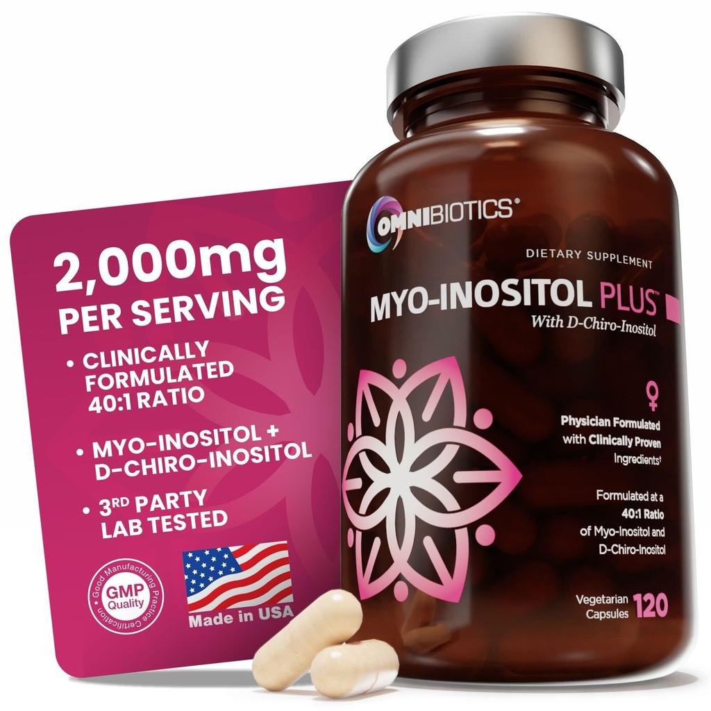 《OmniBiotics Myo-Inositol & D-Chiro Inositol补编》,妇女荷尔蒙平衡比率为40:1 -- -- 支持生殖健康和Ovarian功能的妇女补编。 非GMO - 120 维冈卡普尔