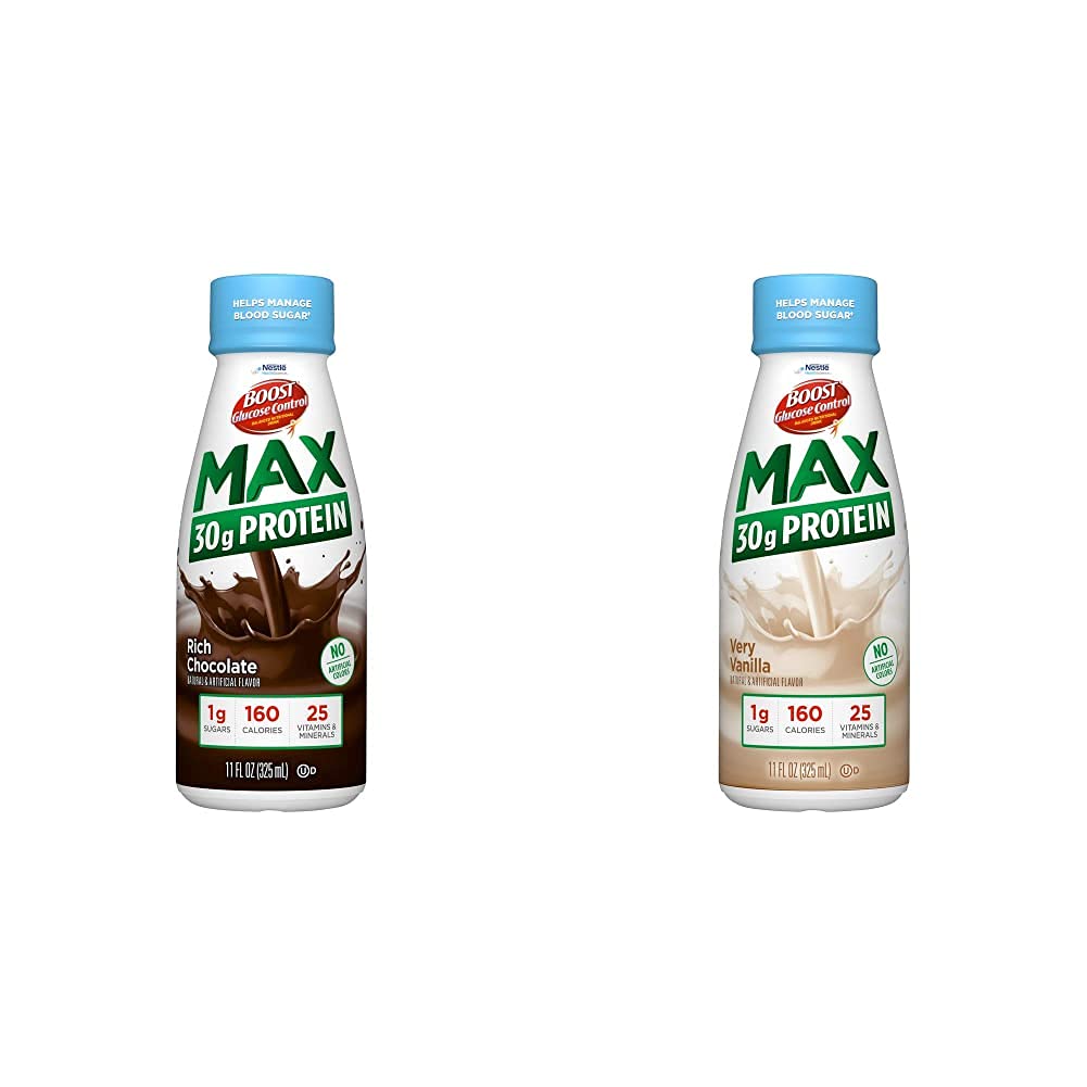 BOOST 葡萄糖控制 Max 30g 蛋白质营养饮料,12 富巧克力 + 12 Very Vanilla(24包)