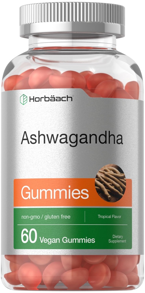 Horbäach Ashwagandha Gummys for Women and Men | 60 Counter | Vegan, Non-GMO, Gluten Free Supplement | Tropical Flavor 互联网档案馆的存檔,存档日期2014-03-02., p.