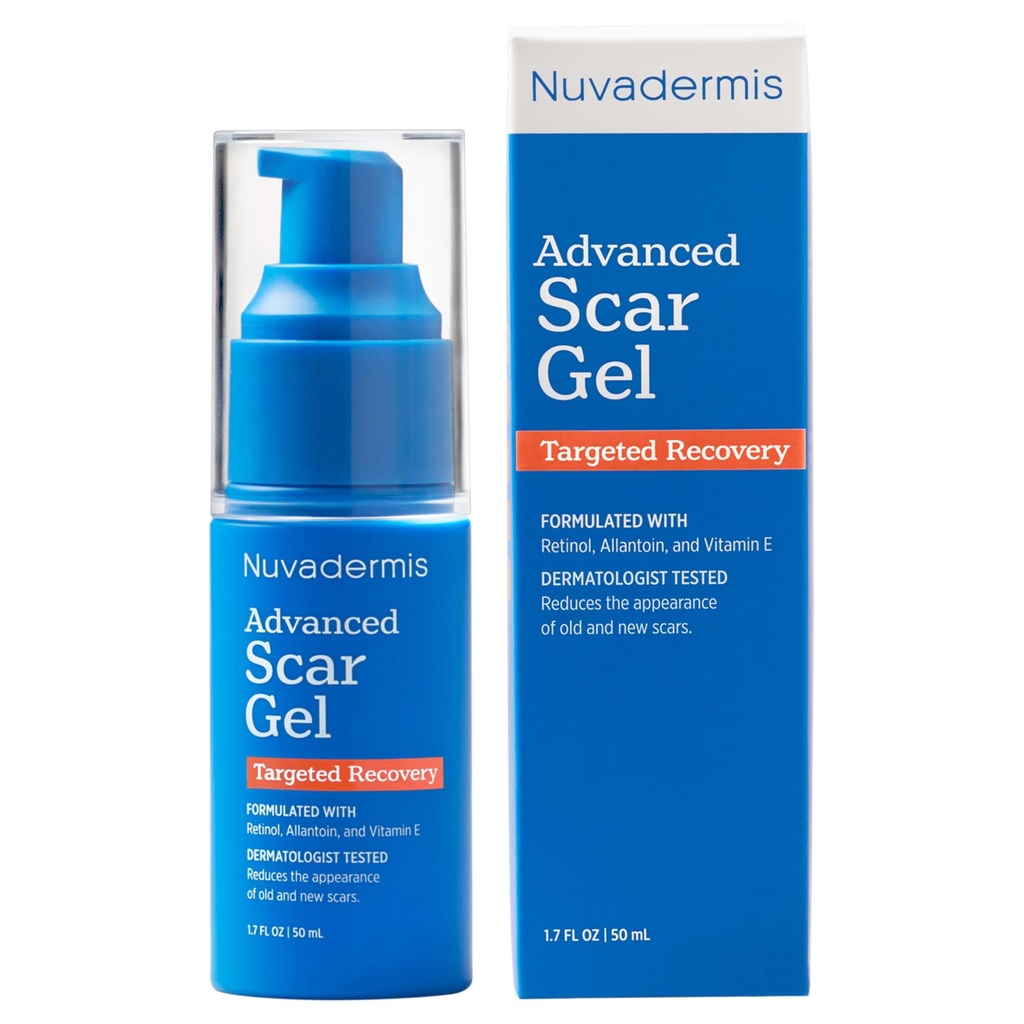 NUVADERMIS 硅酮 Scar Gel - 1.7 Fl Oz,透明 Gel - Retinol & Vitamin E 外科刀疤的公式 - C科,Tummy Tuck & Koloid Care