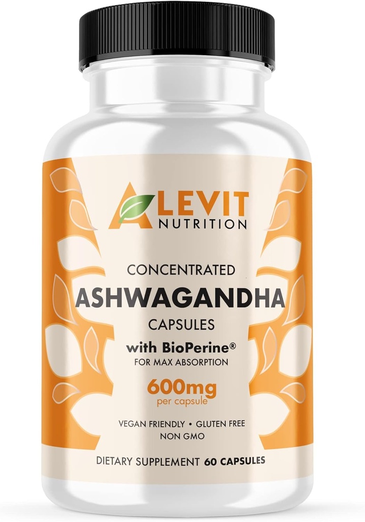 有机Ashwagandha 600mg - 60 counts(2-Month Supplement) - Vegan - 改进吸收的生物农药 - 压力、混合和福利支持