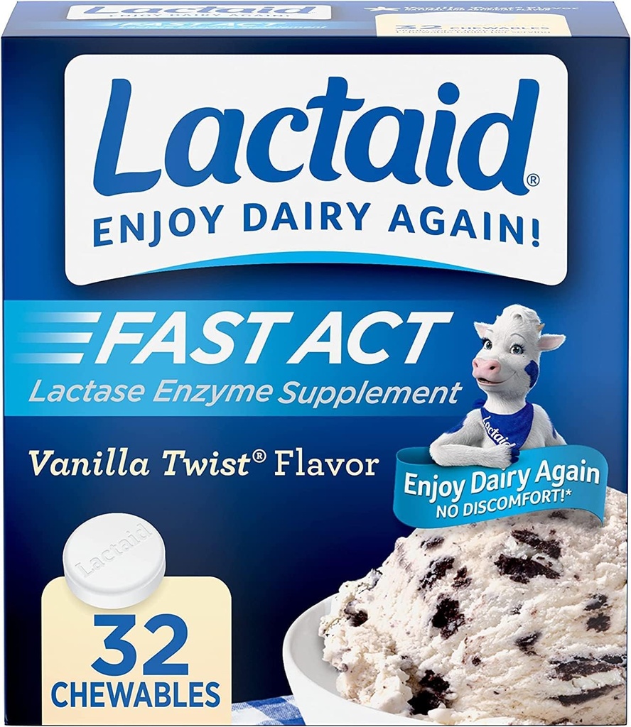LACTAID 快速法案 Chewables Vanilla Twist 32牌匾(包3)