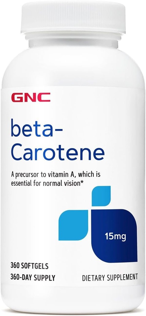 GNC beta-Carotene 15 mg = 维生素A的前体,对正常视觉至关重要 = 360 计数
