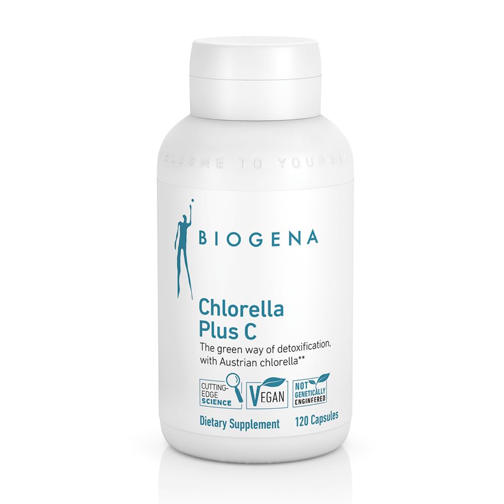BIOGENA WISSEN SCHAFT GESUNDHEIT CHLACLA Plus C – 绿色藻类支持除毒** – Capsules with 900 mg Organical Chlorella Vulgaris Powder - 非GMO 补充剂
