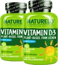 NATURELO 维生素D - 2500 IU - 基于Lichen的植物 - 天然D3 免疫系统补充剂,骨骼支持,联合健康 - Vegan - 非GMO - Gluten Free - 180 Capsules (Pack of 2)