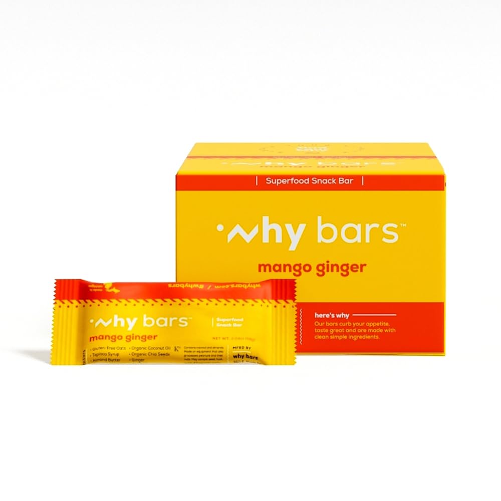 为什么巴斯,蛋白质巴斯,芒果姜,2.04 Ounce Bars(12个蛋白质巴的包) - 蛋白质巴超食品,格鲁滕自由,非转基因生物,有机,维冈,简单成份