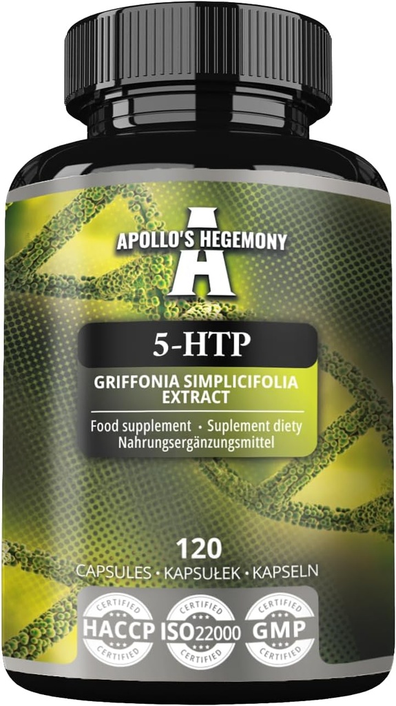 5-HTP 每卡普尔150毫克 - 120 Vegan Capsules - 4个月供应 - Griffonia simplicifolia种子提取 - 增强摩德和幸福 - 阿波罗赫格莫尼的饮食补充