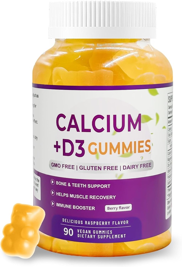 镁锌钙补充剂 D3-90 每瓶(钙500mg - 镁200mg - 锌10mg - 加维生素 - 单服2片) Vegan Berry Flavor