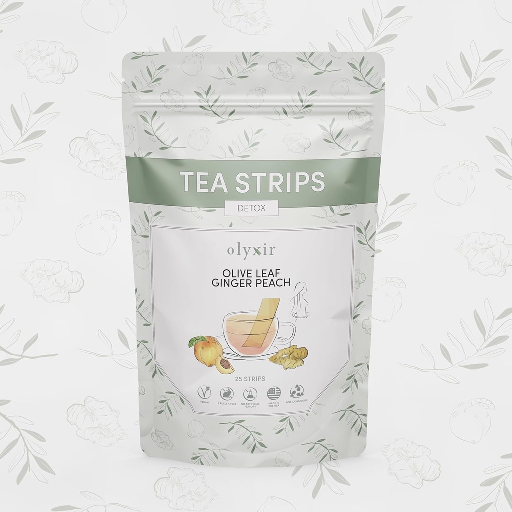 Olyxir Detox 茶带 - 天然橄榄叶,姜,和桃花纹 - 即时,能量,有机,Paleo, Vegan, Non-GMO 25 Ct