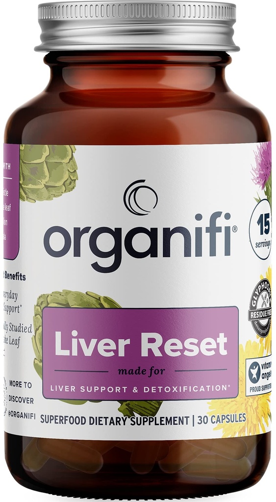 Organifi - Liver 重置 - Liver Detox - 消化和免疫支持 - 促进手机能源生产,30 Capsules