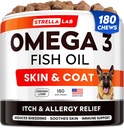 StrellaLab鱼油 Omega 3 对狗的治疗(180 treats) - 过敏和伊奇救济 - 皮肤和煤炭补充剂 - 联合保健 - 野生阿拉斯加沙门油 - 谢丁、伊奇皮肤救济 - Omega 3 6 9 - EPA和DHA