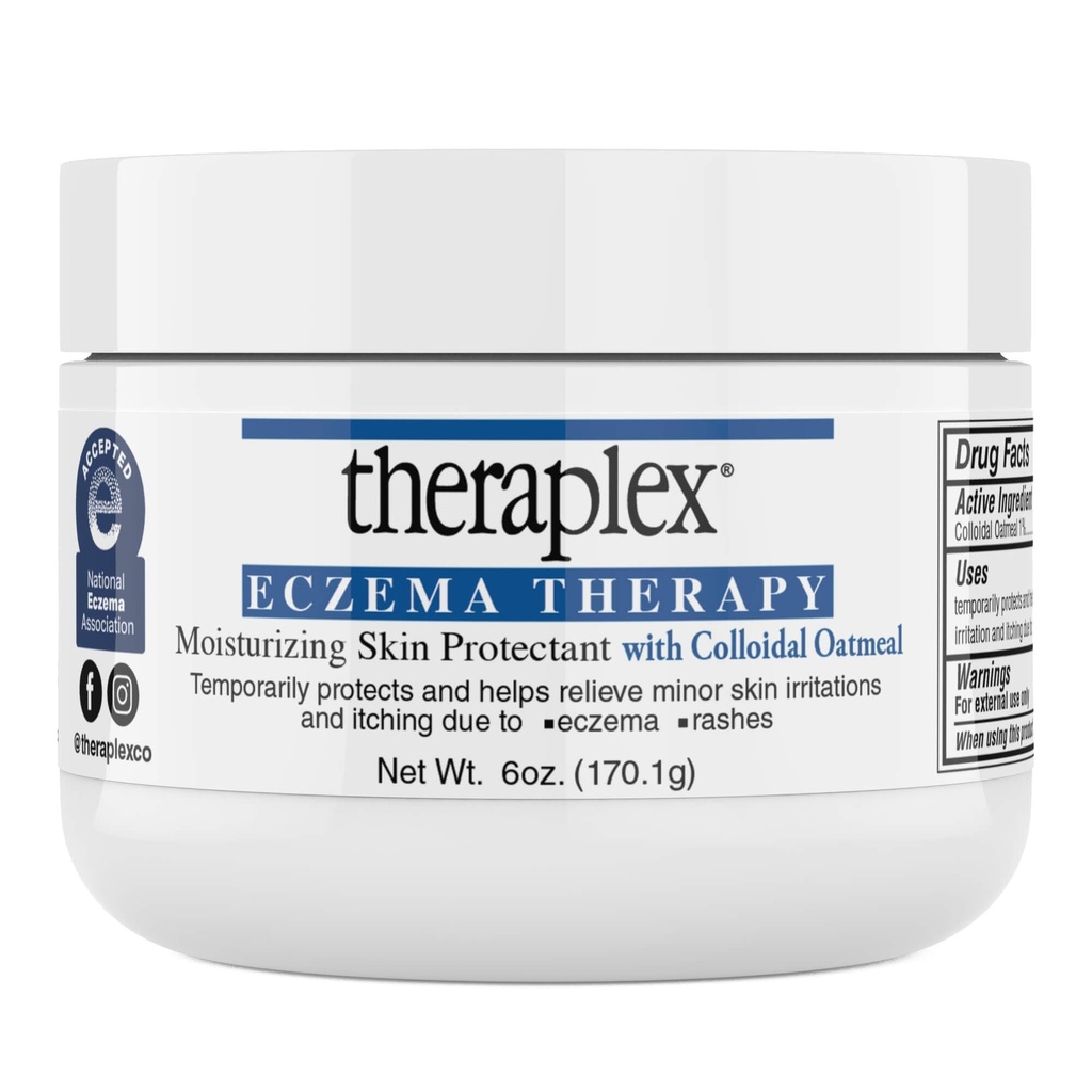Theraplex Eczema治疗(6 oz) - 用天然的类固醇蛋白,非致喜因,和假致性,无斑点-全国Eczema协会批准印章来调皮