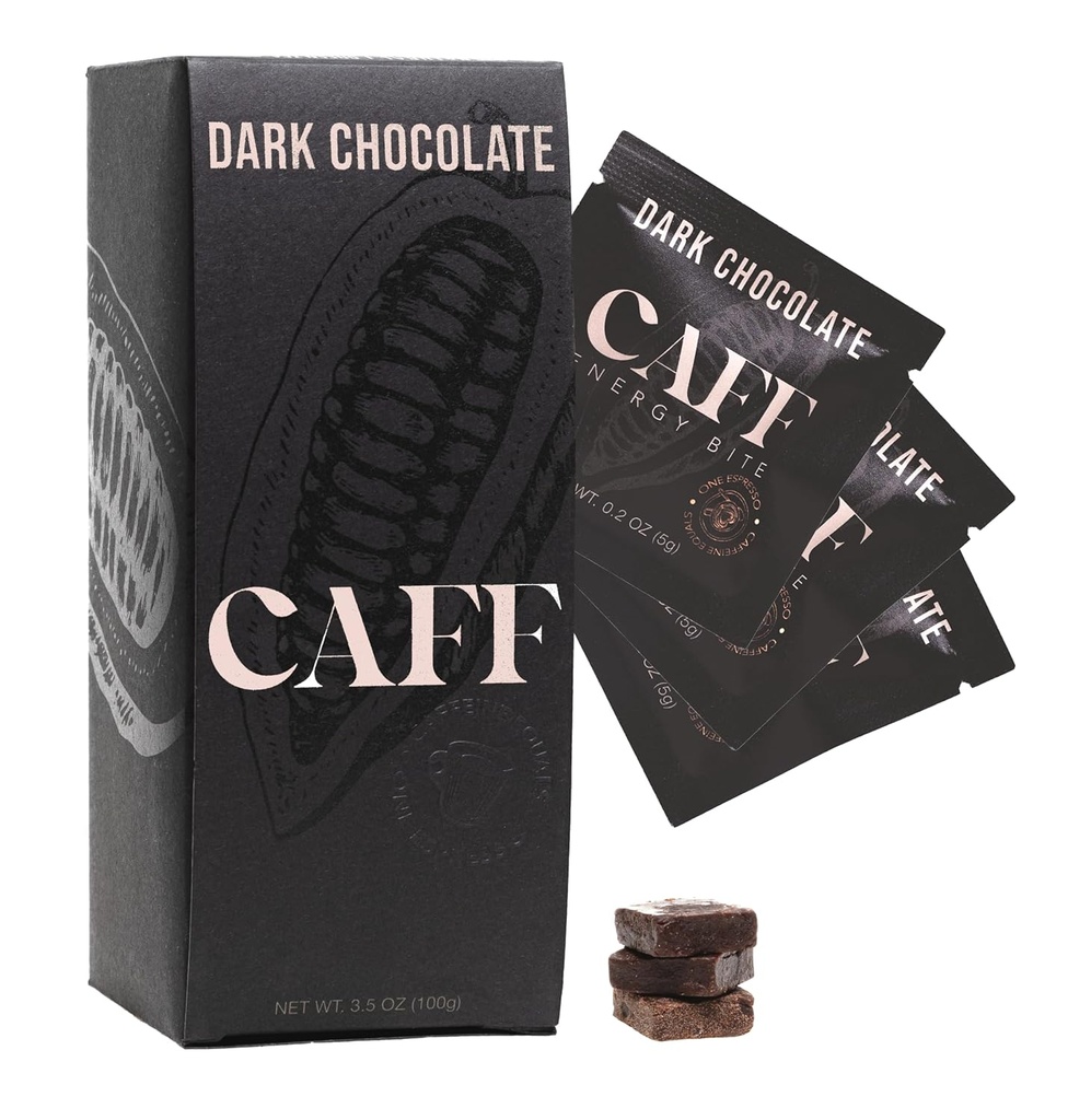 CAFF 所有天然能源饮料 - Cafeated Cocolone Flawared Chew for Energy Boost - 无添加糖 - 65mg Cafeine 巧克力棒 - 15 Calorie Organic Cafeine Snacks - Vegan, Gluten - Free, Keto (20 Bites) (英语).