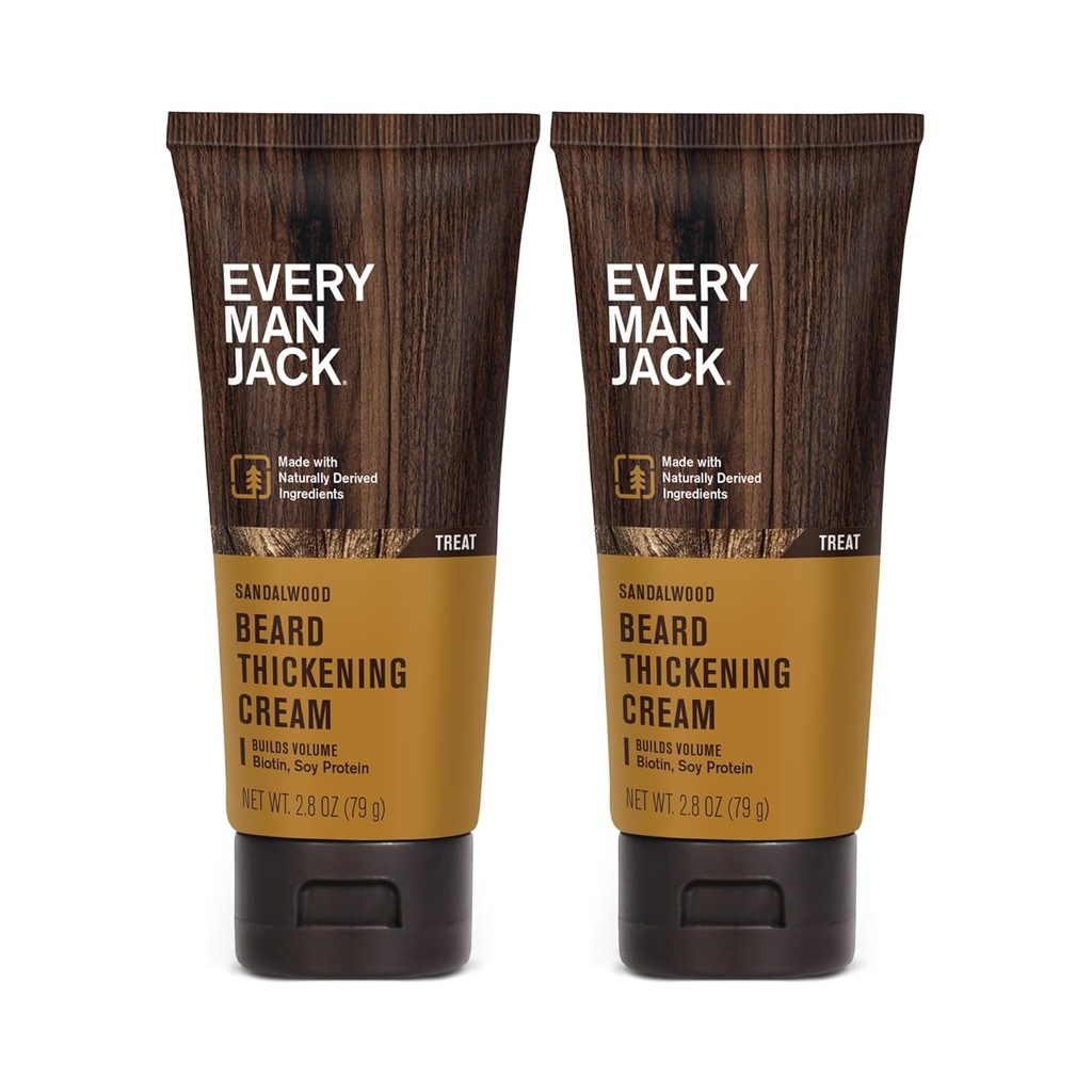 (原始内容存档于2017-07-21). Every Man Jack Beard Thicking Cream - 强化型,Thichens, Nourishes Beard - 轻桑达尔伍德·森特 - 由生物素,维生素B6,大豆蛋白等天然衍生物制成 - 2.8oz - 2 Pack