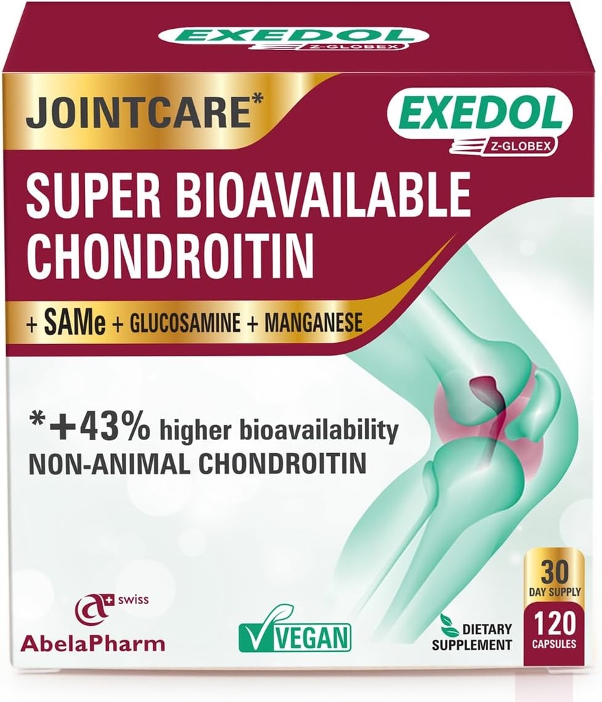 Exedol Bioblicable Glucosamine Chondroitin、Vegan增强联合功能联合支助补编、心肌健康、连接组织和骨质健康 -- -- 120个卡普尔
