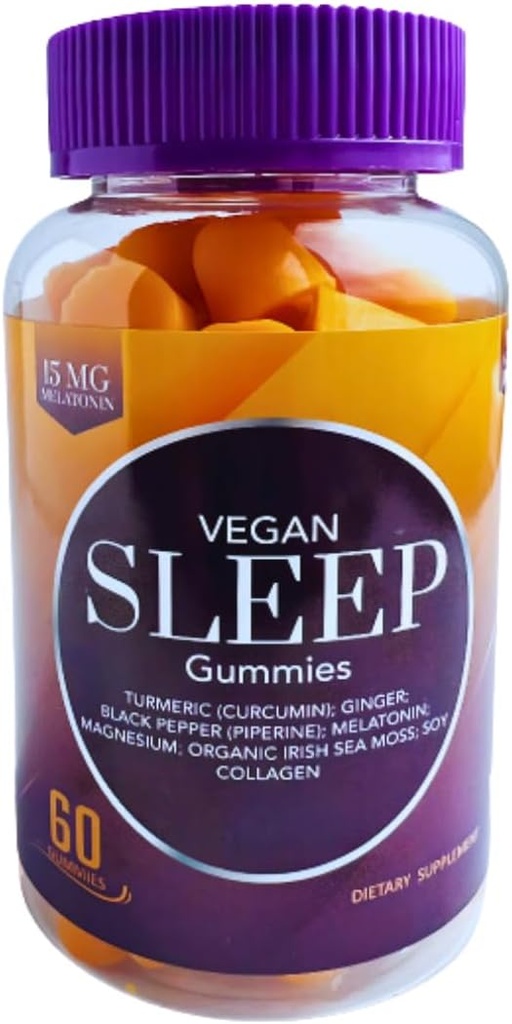 Vegan Sleep Gummys for Adults – Bio-Sleep FunionTM 与梅拉托宁,镁,涡轮,金鸡,海摩斯和科拉根 – 自然睡眠支持,压力救济,醒来刷新 – 60 Counter