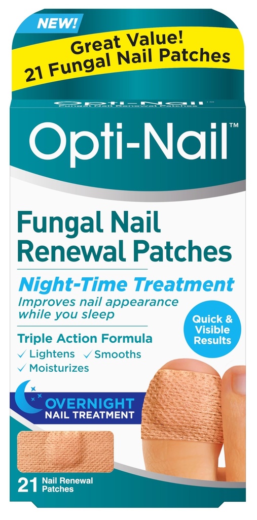Opti-Nail Fungal 钉子更新补丁 - 21补丁,夜间治疗改善钉子在睡觉时的外观