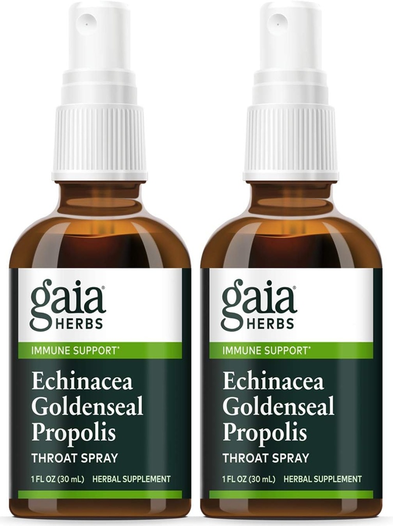 Gaia Herbs Echinacea Goldenseal Propolis Throray - 支持健康免疫反应, 1 Fl Oz (Pack of 2)