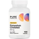 PureFormulas Potassium 补充 Chelated 99 mg 高吸附性纯钾 能源、神经、肌肉、肾、心脏和骨骼支持的公式,Non-GMO - 100 蔬菜盖