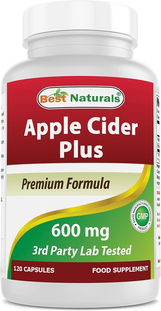 最佳自然 苹果苹果苹果醋加500 Mg Capsules, 120 Counter