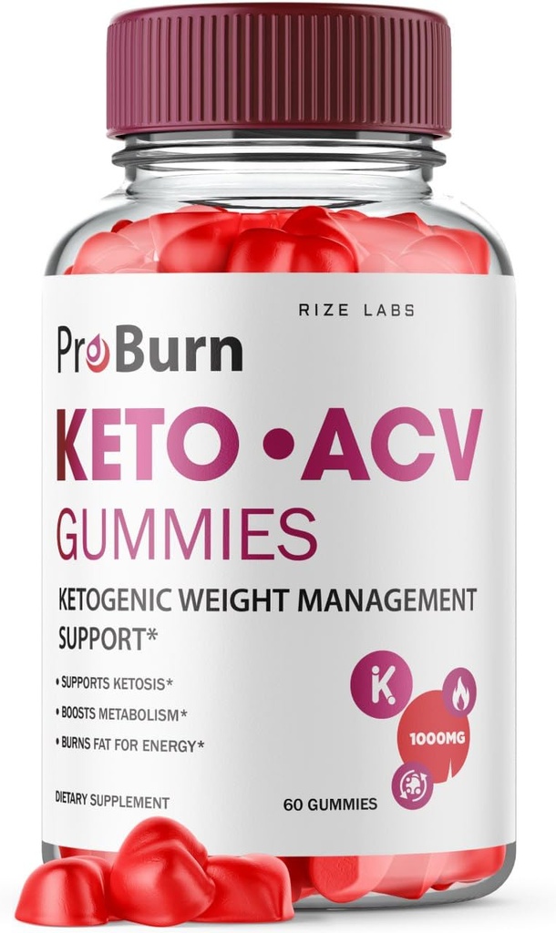 rize 实验室 - Pro Burn Keto ACV Gummys, 高级体重损失支持, All Natural Apple Cider Supplement (60 Gummys) (英语).