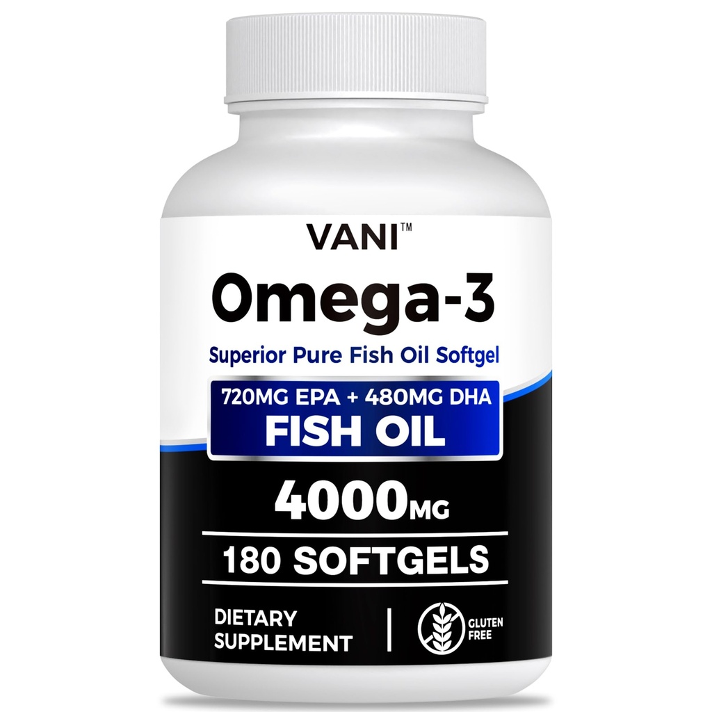 鱼油Omega 3(4 000毫克),180软胶,Omega 3脂肪酸补充剂,EPA & DHA用于大脑和心脏健康*