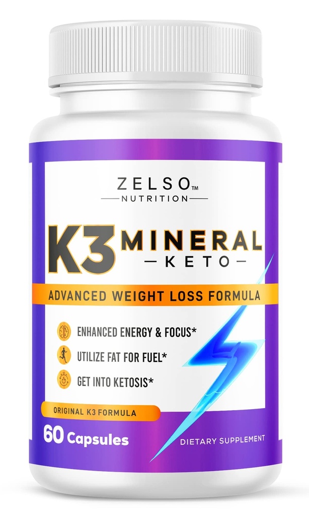 ZELSO K3 男女矿物重量损失药丸,K3 矿物药丸 - K3 盐矿,维生素 + K3 Capsules Keto重量损失补充剂 - 1个月供应