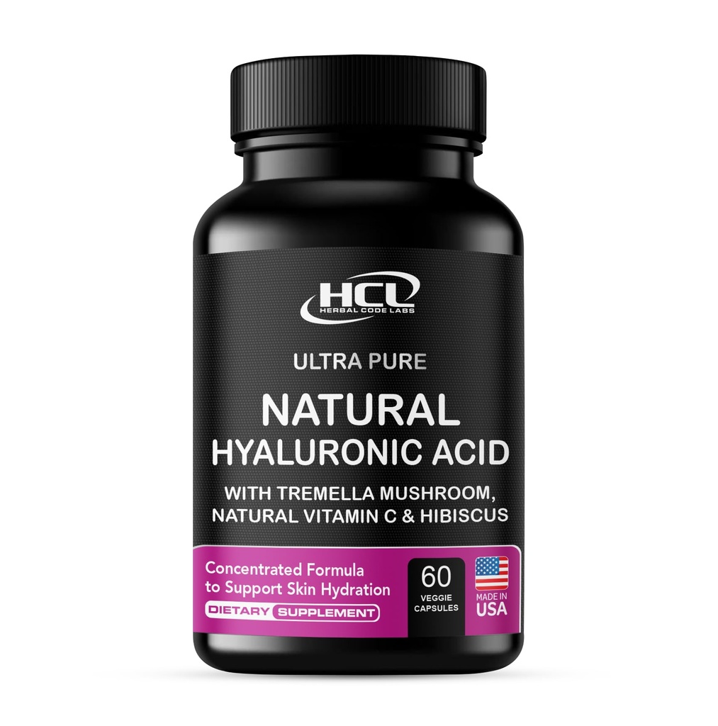 天然Hyaluronic酸补充剂 5X 纯Tremella蘑菇加维他命 C & Hibiscus的强化水解药 - 皮肤补充剂 Anti Rettle 饮食卡普尔 - 发指甲维生素