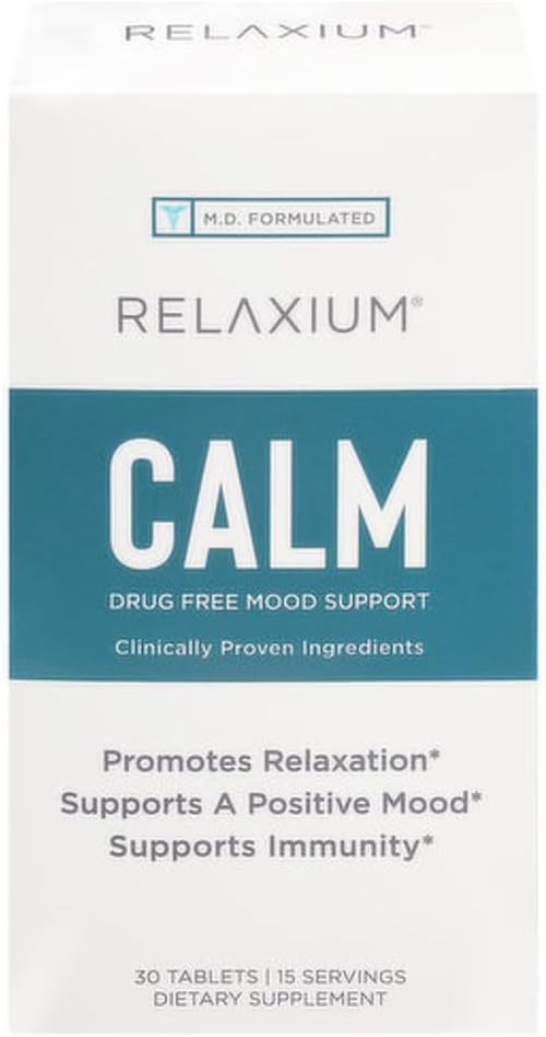 Relaxium Calm, Non-Habit Froming, 压力和Mood支持补编,Elevate Mood & Boost Relaxation with Ashwagandha, 5-HTP, GABA, Passion Flower, (30平板电脑, 2周供应)