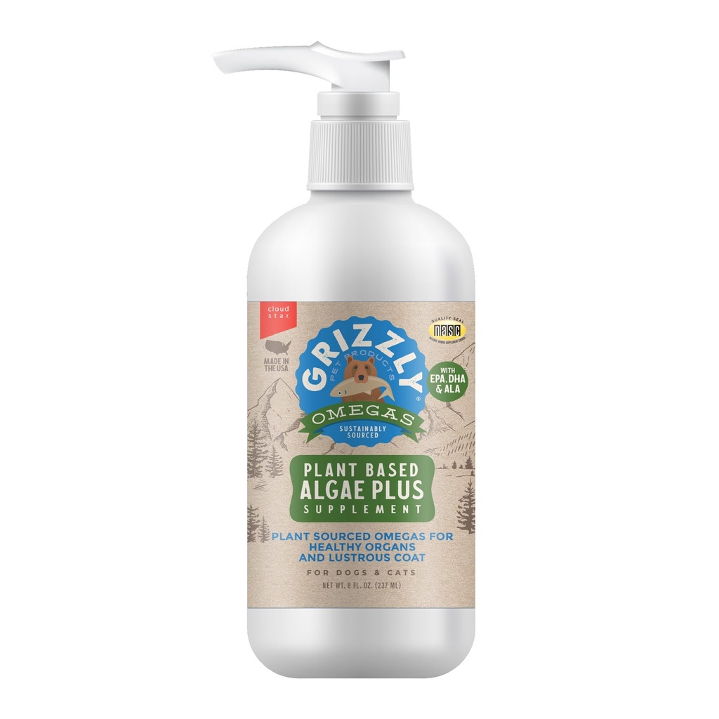 Grizzly 宠物产品 Algal Plus Omega 3-6-9 狗和猫的食品补充品,8 Ounce瓶