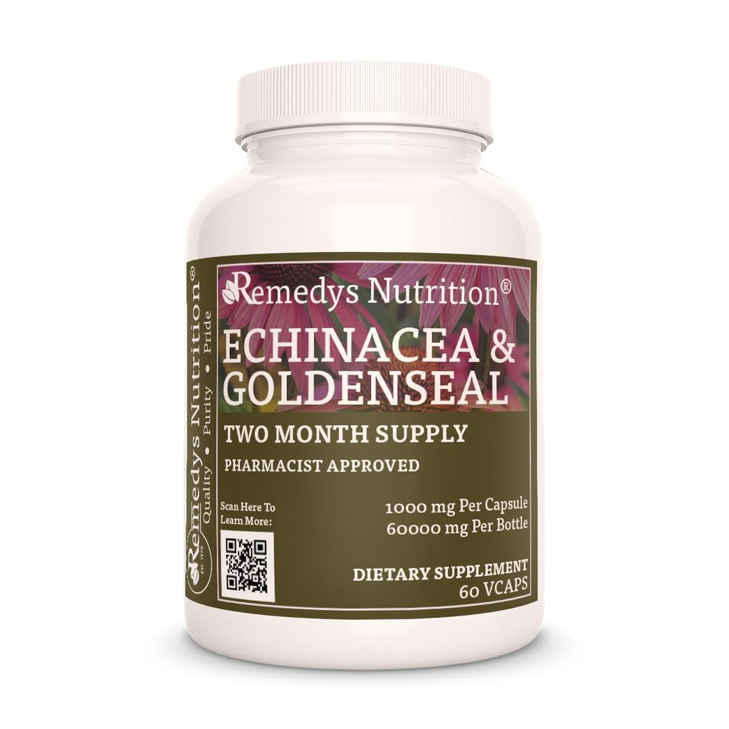 治疗营养 Echinacea & Goldenseal 1,000mg, 60 Vegan Capsules 草药营养补充 → 两个月供应