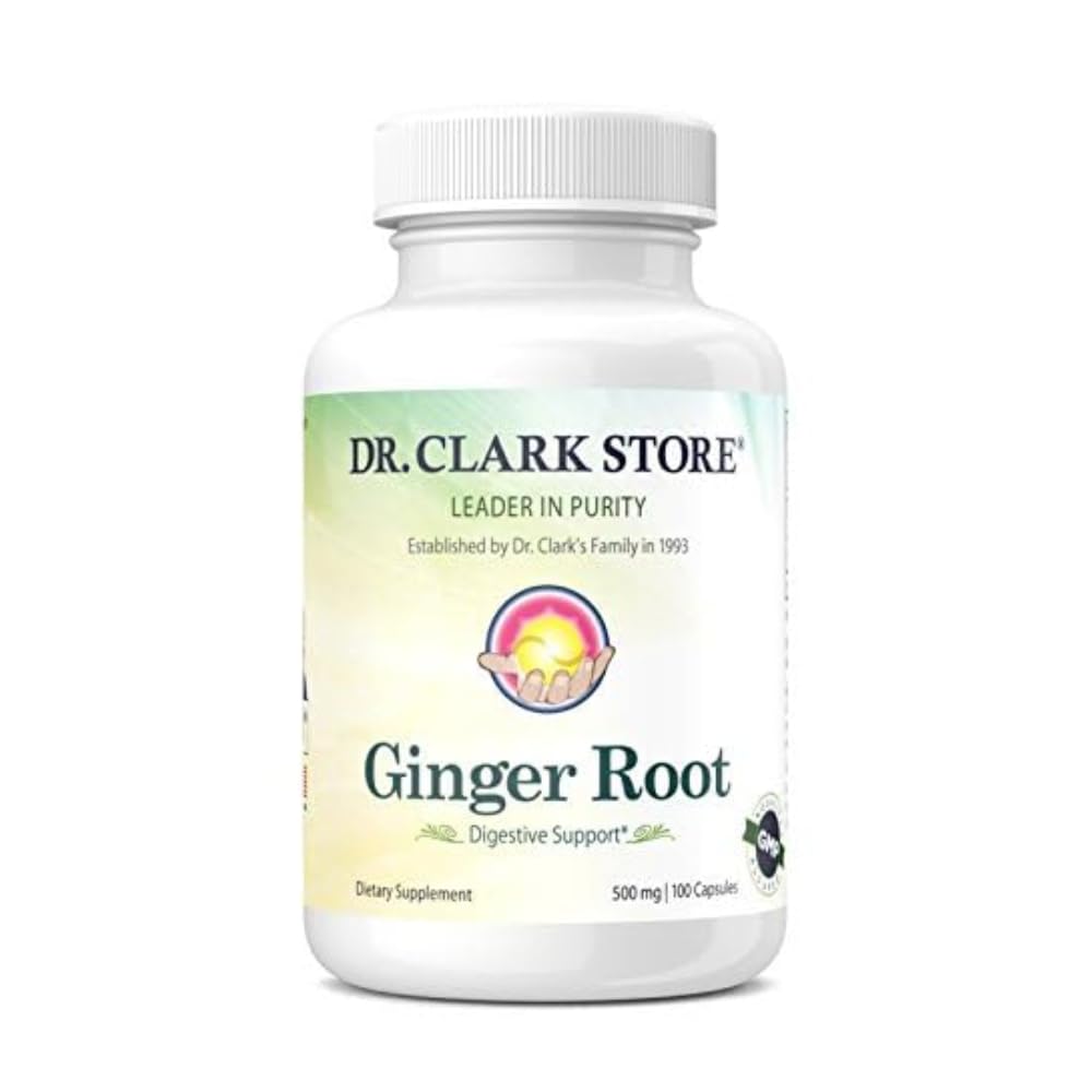Clark Ginger Root博士 补充 - 消化支持 - 500 mg 100 Gelatin Capsules