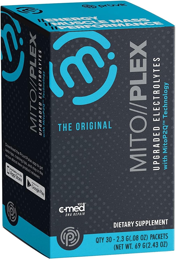 Pruvit MITO///PLEX® 升级电解质,使用MitoP2Q技术 MITO///PLEX® 配有纯治疗性骨骼生长基顿(纯治疗基顿),能量促进和免疫系统