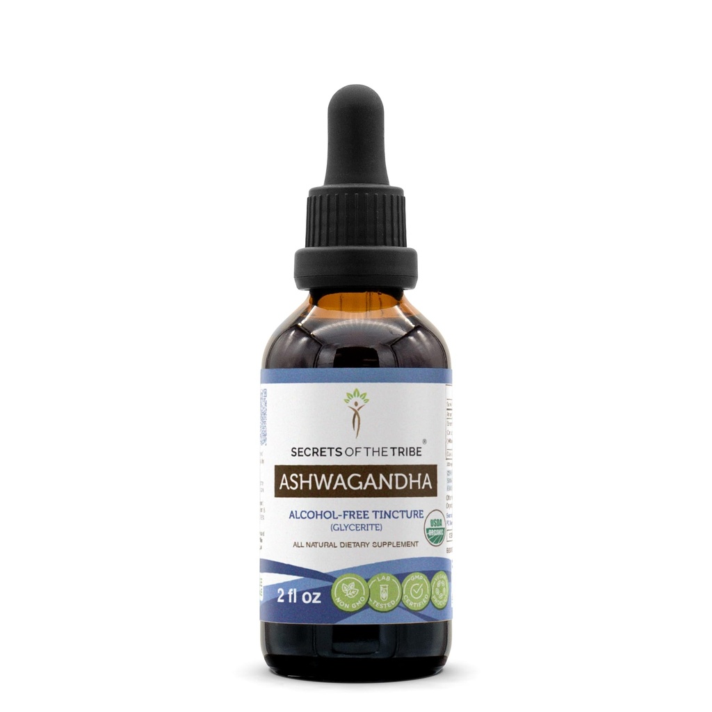 Ashwagandha USDA 有机丁香无酒精提取器, Ashwagandha Withania Somnifera 抗压力和放松(2 FL OZ)