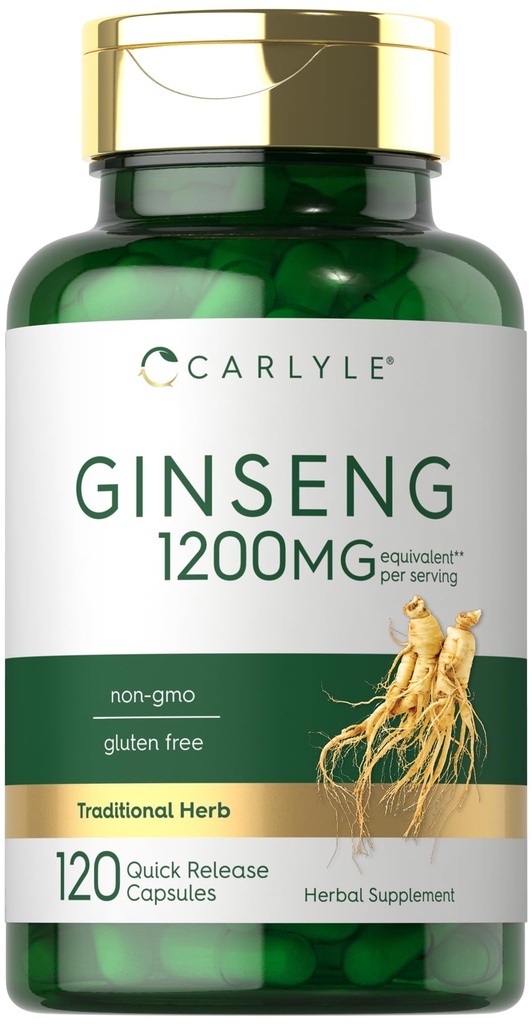 Carlyle Ginseng 摘录补编 120 Capsules = 1200mg = 男女药剂 = = 非GMO 和 Gluten Free