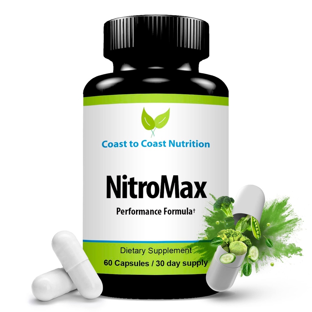 NitroMax 性能公式 — L- Arginine Nitric Oxide Supplement Plus Citrulline, AKG, Beta Alanine — 构建肌肉, 宽度, 能量, 循环 – 工作硬度 - 60 L-Arginine Capsules