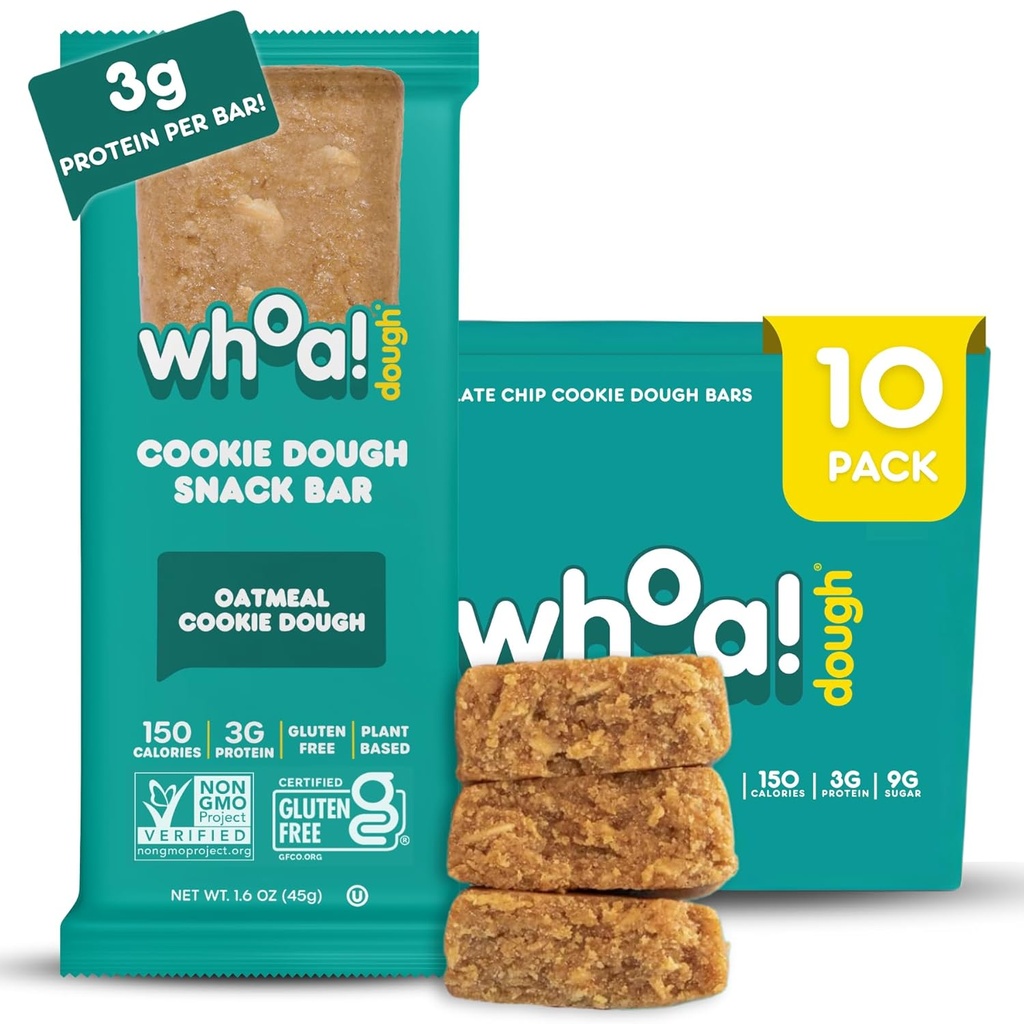 Whoa Dough Eduble Cookie Dough Bars - 认证为非GMO,Kosher和Gluten Free Bars - 健康食材 - 以植物为主的食材生产 - 食材 - 食材