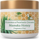 Manuka Honey Eczema Cream 摩擦Lotion Fragance Free for Psoriasis Relief - 痒痒,干燥的皮肤拉什膏剂 - 皮肤苏打摩擦剂 - 身体和面粉 - 儿童与成年人 8oz
