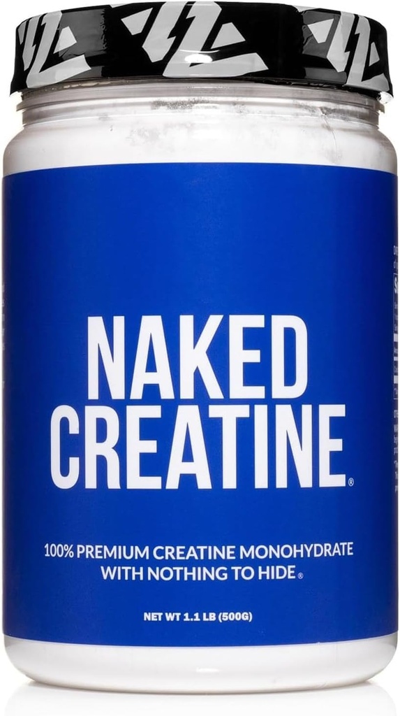 NAKED 纯微晶体化 单水合物粉末 - 不香,500g,1.1lb Bulk - Vegan, Non-GMO, Gluten - Free, Soy - Free, no filler, 支持肌肉生长和强力 - 100 services