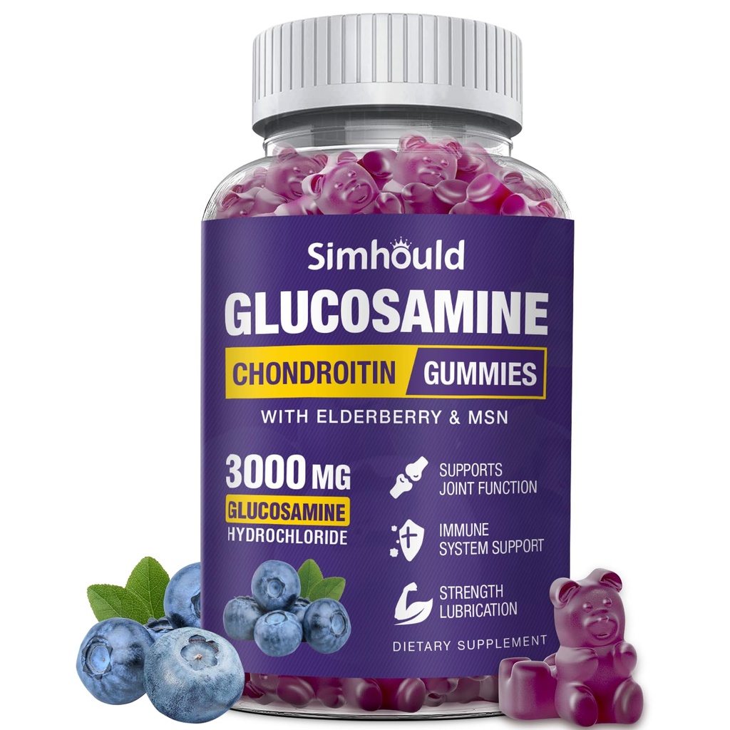 Glucosamine Chondroitin Gummys - 3000MG 与MSM & Elderberry,灵活性,抗氧化剂免疫支持Gummy 成人、男子和妇女的超强联合支持补编